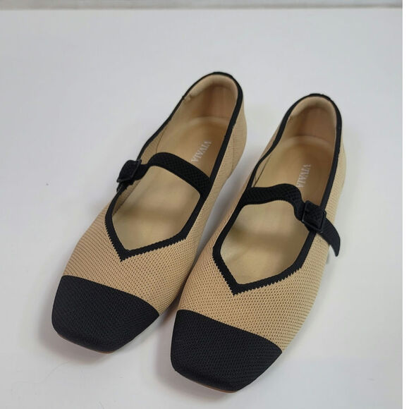 VIVAIA Square-Toe Mary-Jane (Margot Mary-Jane) in Nude Peach/Black, sz 41.5/10 - Picture 4 of 15
